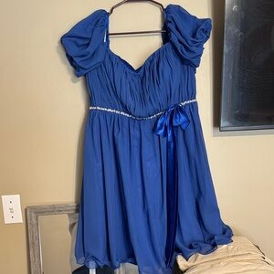 JJs House Royal Blue Formal Dress with Bow Detail